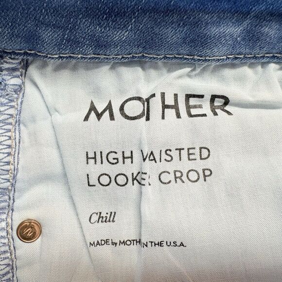 Mother Jeans Size 28 High Waisted Looker Crop Chill Blue Denim USA 5-Pocket - Picture 11 of 14